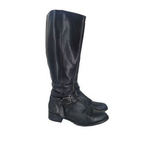 Cole Haan Black Leather Knee High Riding Boots w/ Strap Size 9.5 B Shoes